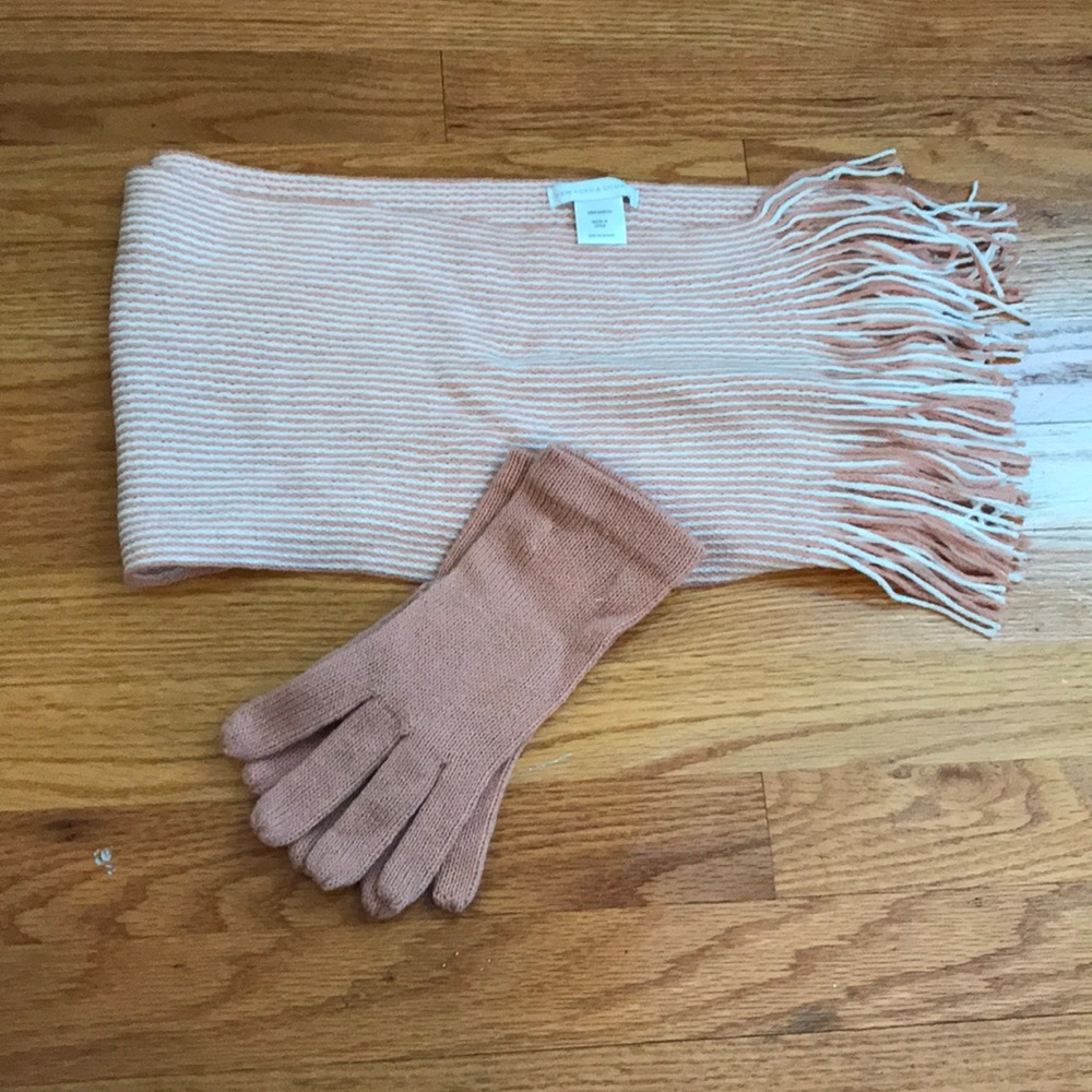 Blush pink scarf and gloves